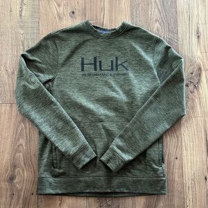 Huk Men's Olive Crewneck Performance Sweatshirt
